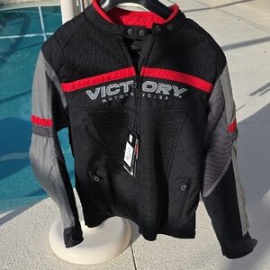 Victory Women's Black and Red Motorcycle Jacket